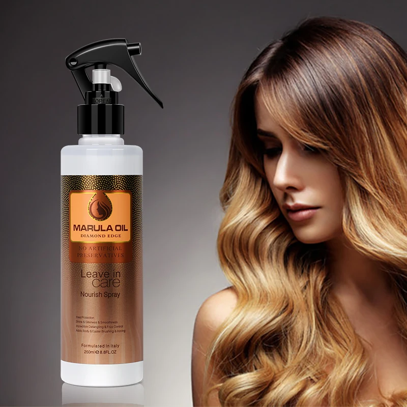 

Marula Oil Free Sample Nourish Hair Care Spray Heat Protection Leave in Treatment for damaged dry brittle hair 250ml