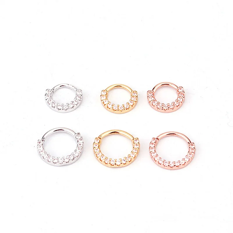 

Copper zircon nose ring ear bone ring dual use 20G ear nose piercing European and American trade accessories