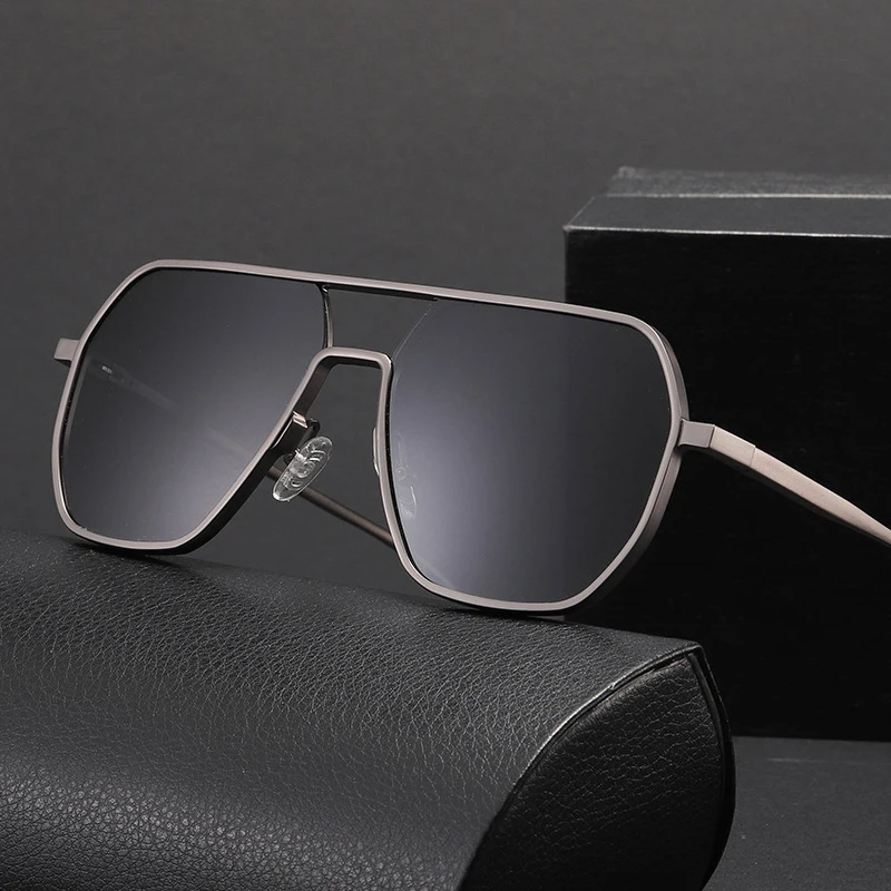 

New Fashion International Popular UV400 Metal Frame Day And Night Sun Glasses Polarized Pilot Sunglasses 2022, Gray,black