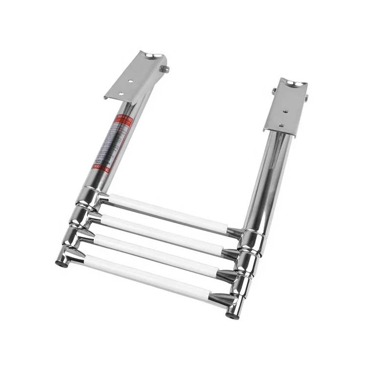 

Telescoping Extendable Ladder Transom Diving Ladder Boat Boarding Ladder, Silver