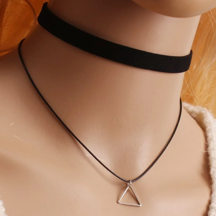 

New product Brown Diamond Pendant Leather Rope double layer Necklace