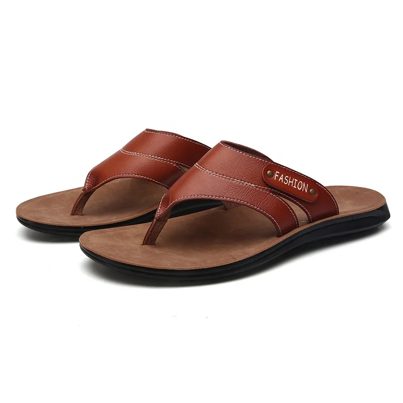 

wholesale customized logo men's slipper flip flop PU outdoor flip flop