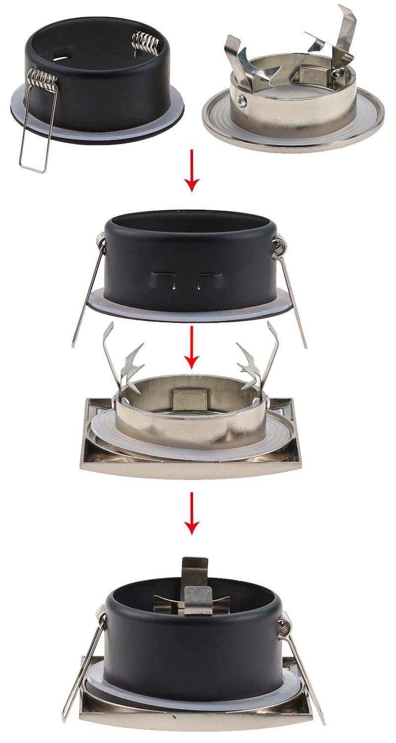 Square White Nickel House GU10 MR16 Lighting Fixture COB Downlight LED  Ceiling Light Frame