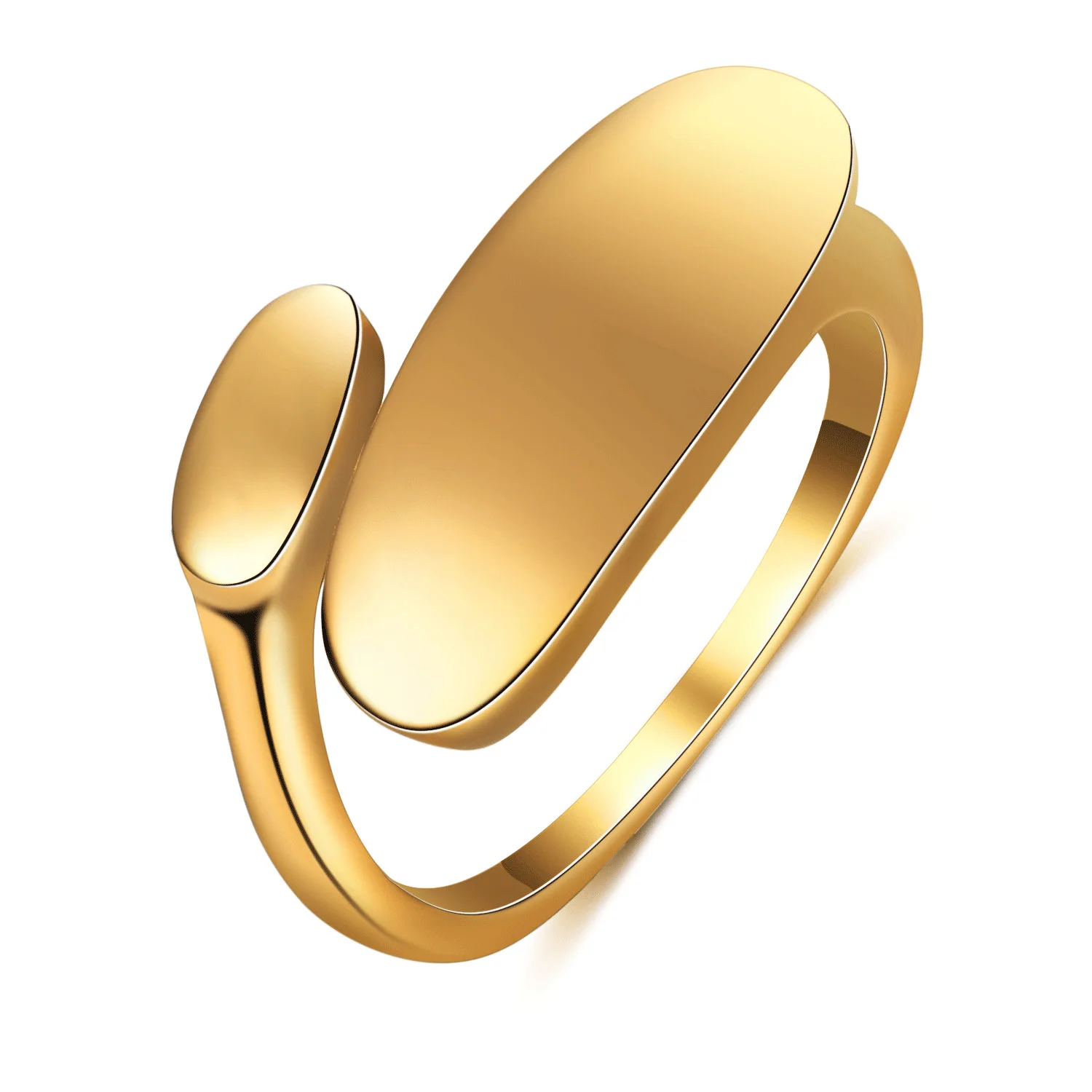 

Temperament Jewelry Titanium Steel 18K Gold Plated Open Ring All-match Glossy Simple Stainless Steel Ring Wholesale For Women, As picture