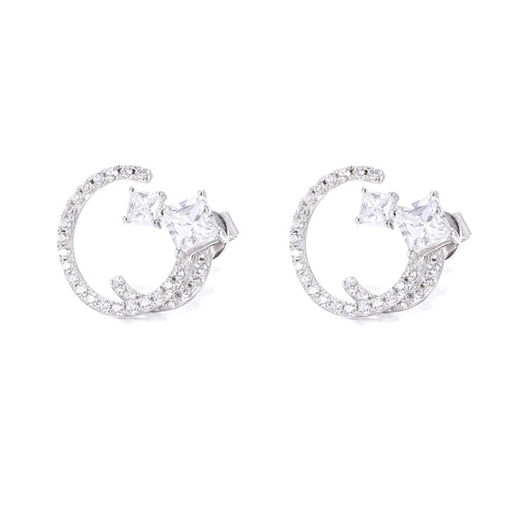 

925 sterling silver jewelry engagement ladies tiny bridal earrings white cubic zirconia stud earrings