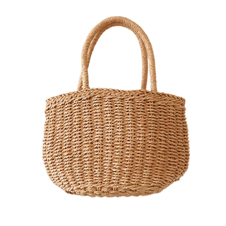 

2021 Summer Rattan Bag Handmade Woven Purse Wicker Straw Beach Bag Bohemia Bali Handbag for Women, Gold