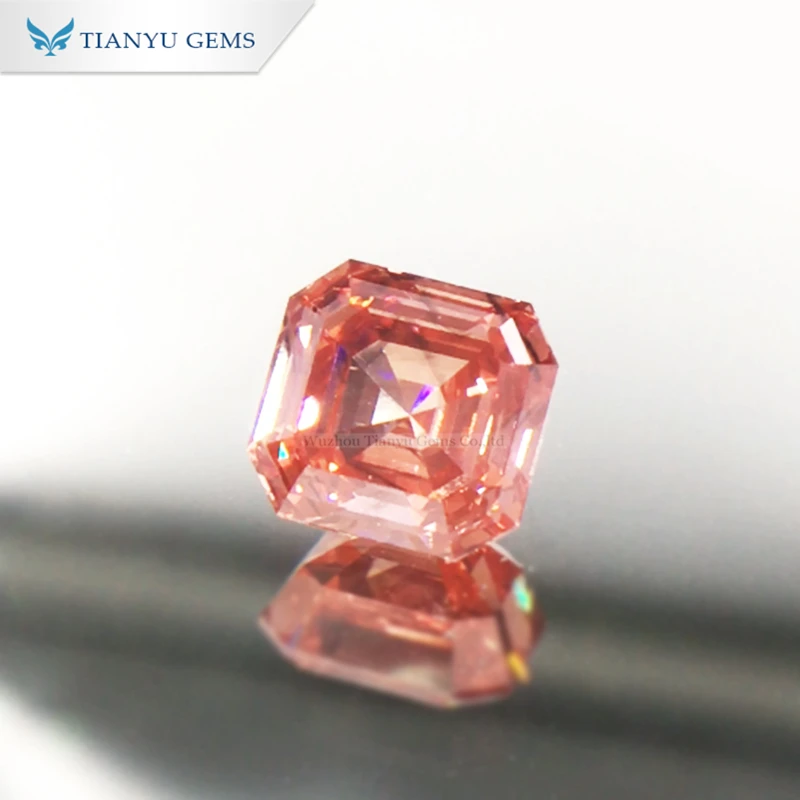 

Tianyu IGI Certified 2.1CT SI EX Asscher Cut Fancy Deep Orangy Brown Pink Lab Grown Loose CVD Diamond