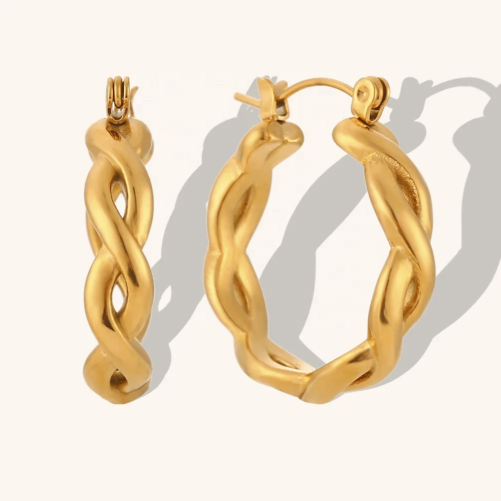 

Dingran Twisted Earring Stainless Steel Earrings 18k Pvd Gold Plated Earrings For Girls Stylish