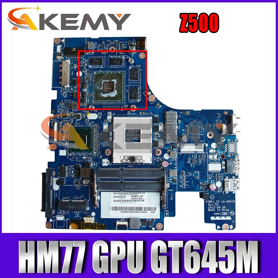 

Akemy For Z500 Laptop Motherboard VIWZ1 Z2 LA-9061P PGA989 HM77 GPU GT645M DDR3 100% Test