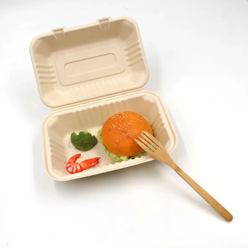

Biodegradable bagasse food container natural healthy food container, Natural/white