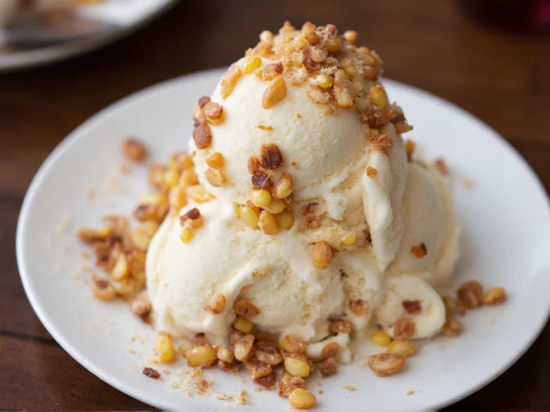 Homemade vanilla ice cream with various toppings