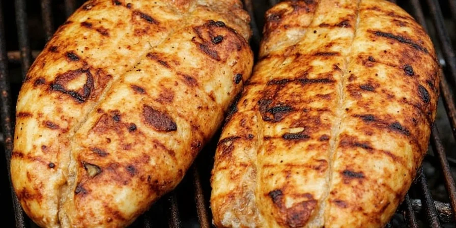 Close-up of marinated chicken pieces before grilling