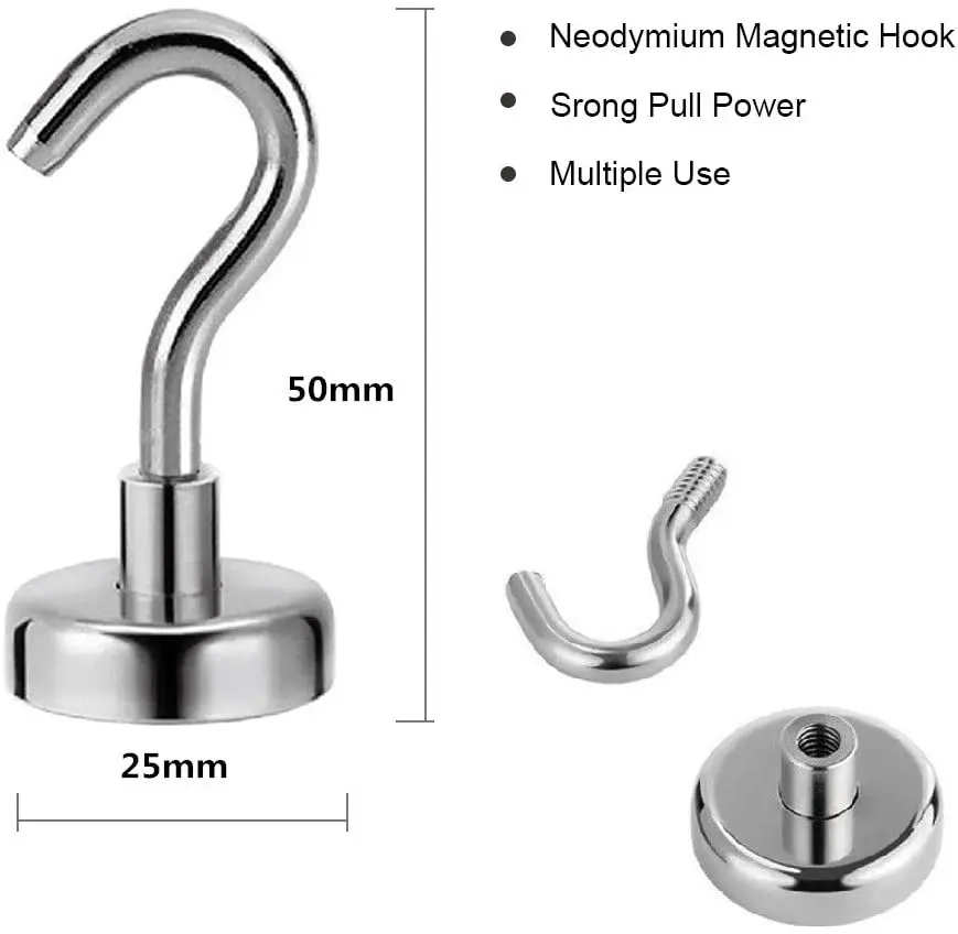 Magnetic Hooks,120 Lbs Heavy Duty Magnet Hooks,Super Powerful Neodymium ...