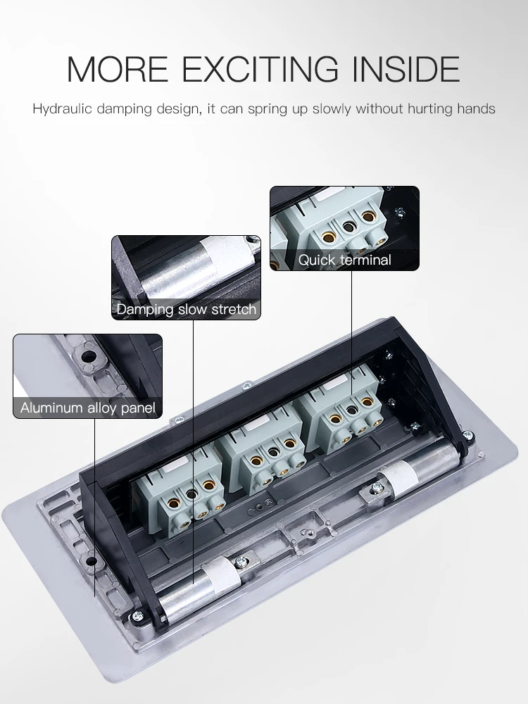 Factory sales Silver aluminum alloy multi module embedded table socket