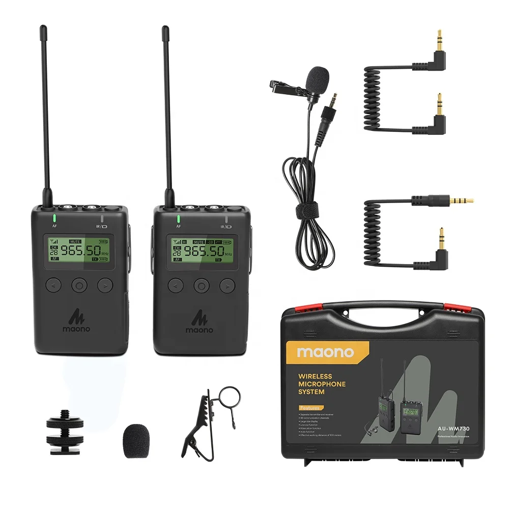 

MAONO Professional 48 Trannel UHF Wireless Lavalier Microphone System for Podcast Interview Vlogging YouTube Video Recording