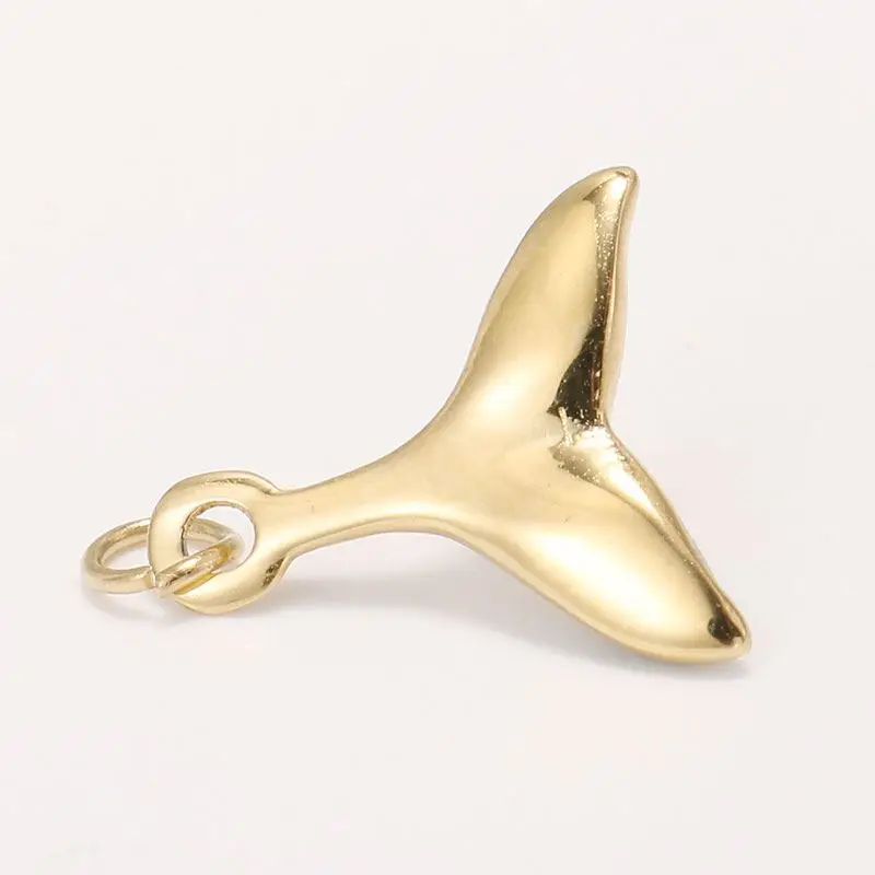 

14K Gold Plated Factory Supply High Quality Stainless Steel Whale Tail Necklace Pendant