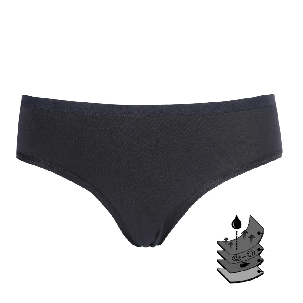 Simplify Black Cotton Underwear Girls Washable Intimates Hipster Sanitary Panties Period Heat Pad