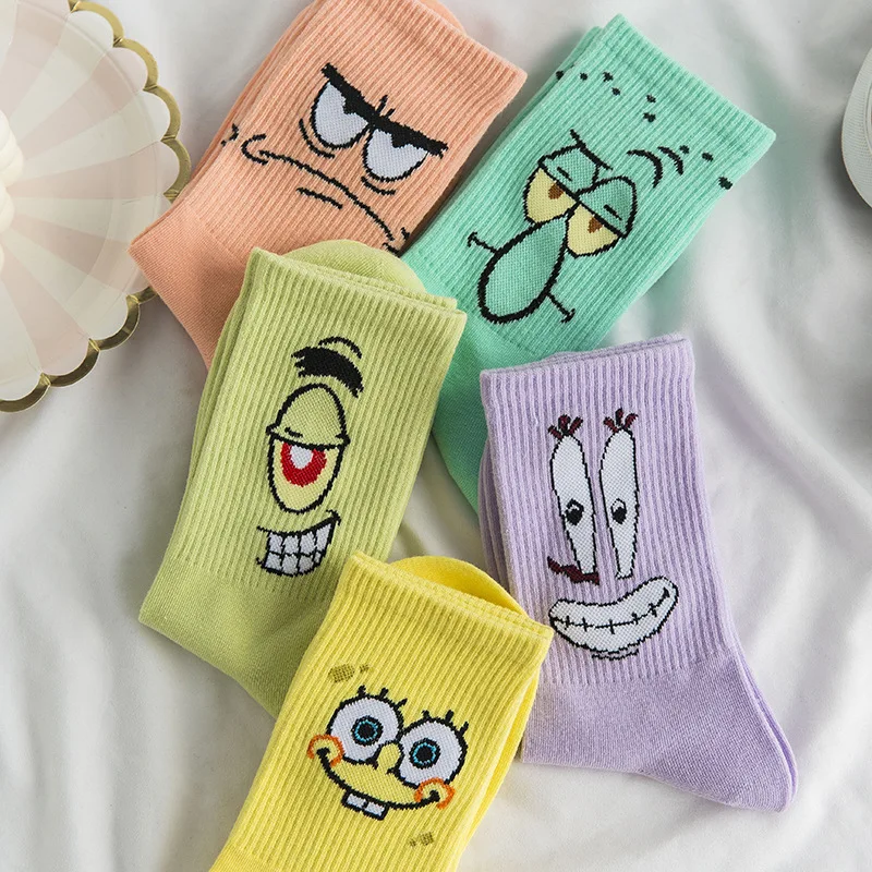 

Trendy Funny Anime Cartoon Hip-hop Skateboard Stocking Soft Cotton Popular Couples Cute cartoon korean Socks, As shown