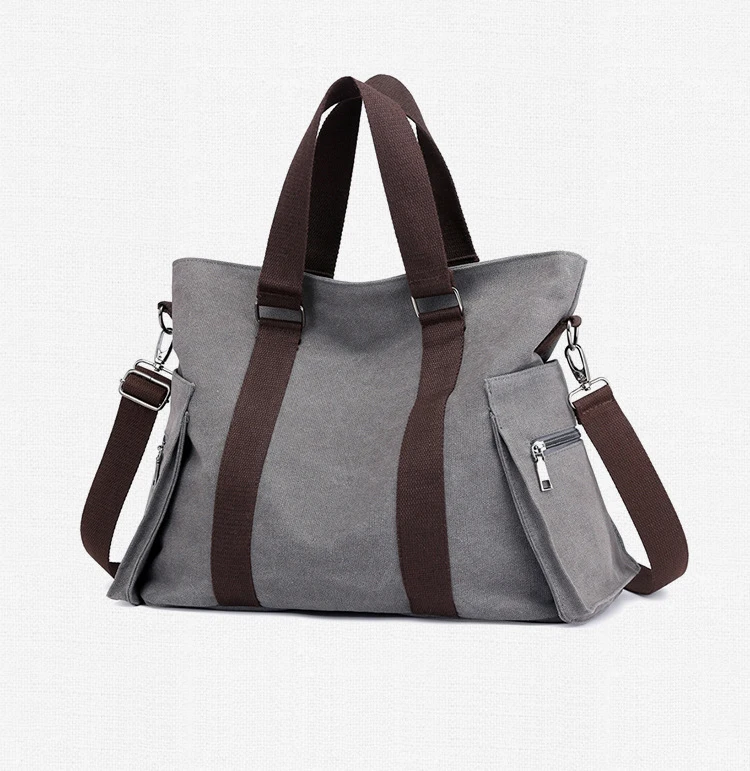 

Fashion Durable Promotion Custom Women Canva Hand Bags Blank Large Canvas Tote Bag, Grey