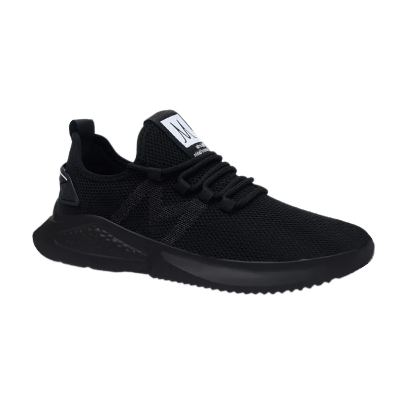 

Fashion stylish comfortable breathable knit no brand black running shoes, 2 colors