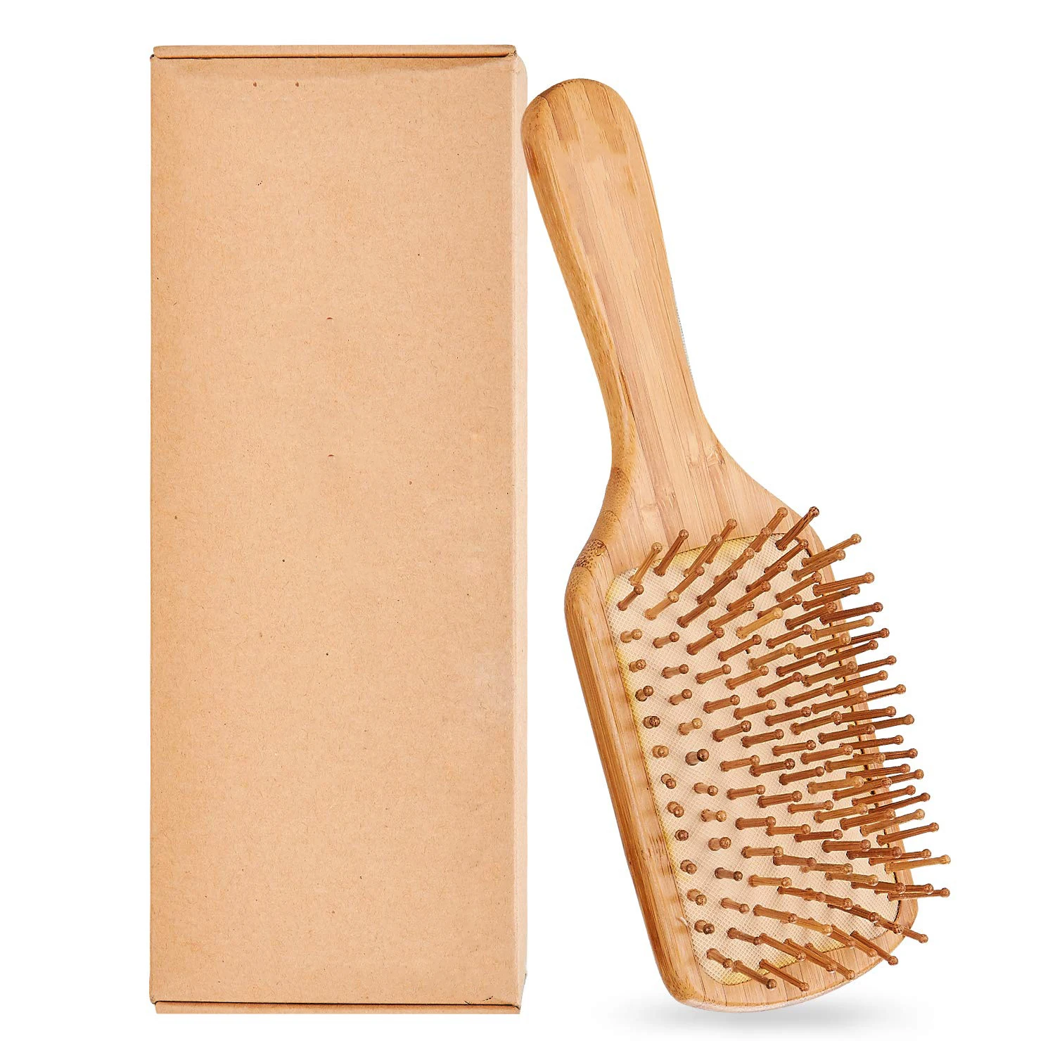 

2021 New design hair comb bamboo hair brush, Natural color