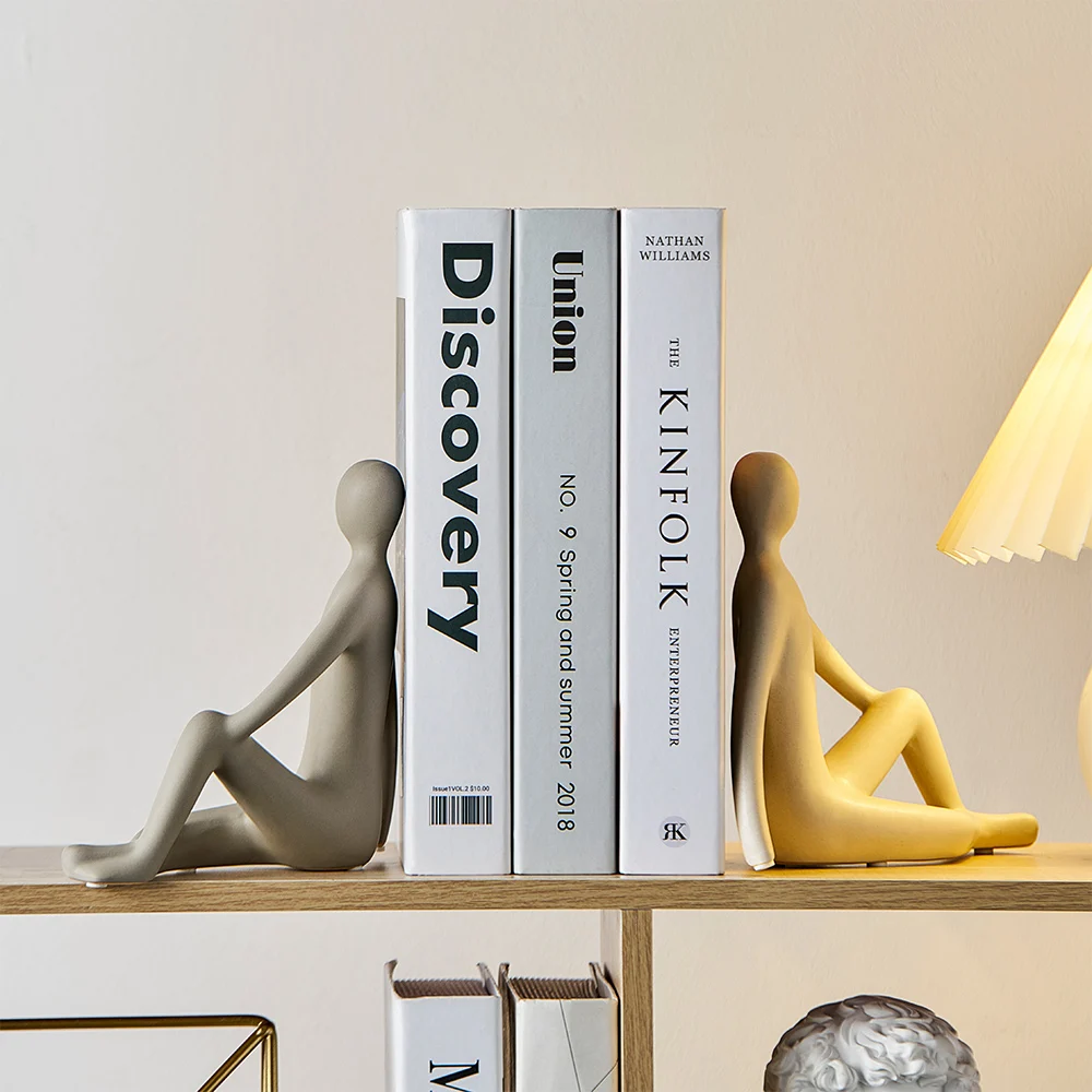 

Nordic Study Room Decoration Abstract Statue Book Standing Accessories Ceramic Doll Bookends