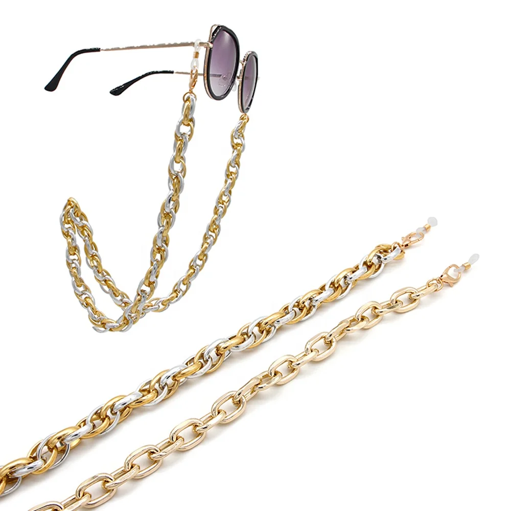 

Wholesale 18K Gold Face Masking String Necklace Eyeglasses Cords Sunglass Holder Strap Eye Glasses Chain, Gold silver plated