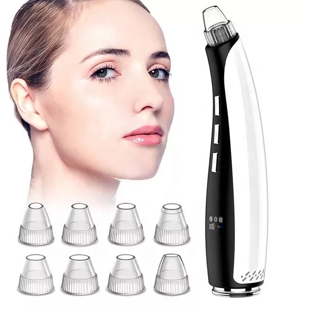 

face beauty products facial cleansing stainless steel facial massager blackhead remover pore vacuum electric led eunon tool kit, White