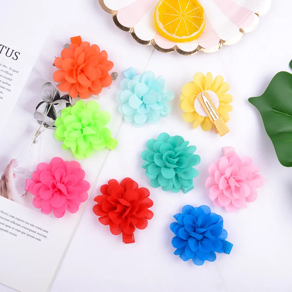 

Free Shipping  Chiffon Flower half Lined Clip Lovely Princess Hairpin Hair Ornament 302, Picture