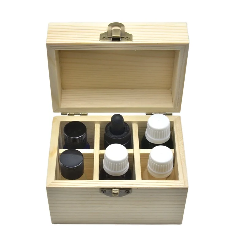 

Online Customization hot sale new style wooden essential oil storage box with 6 slots