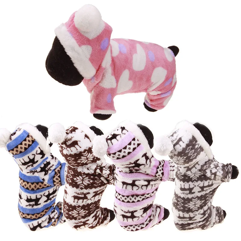 

Winter Pet Dog Clothes Pet Coat Hooded Flannel Four-legged Dog Coat Luxury, Leopard,pink heart,blue,grey,coffee,pink fawn