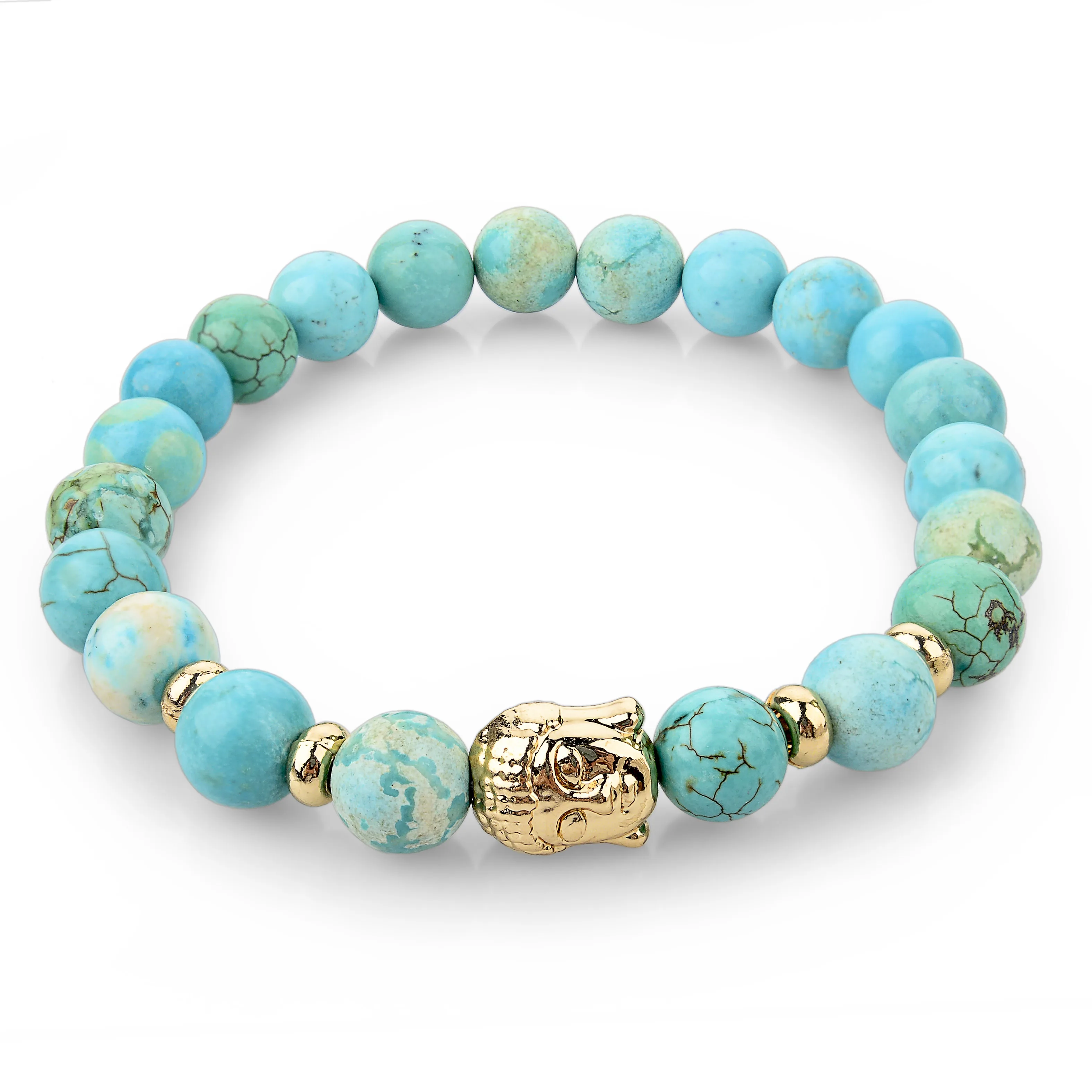 

2021 New Beads Bracelet Buddha's Head Charm Bead Wrist Bracelet Quartz Gemstone Stretch Bracelet for Women, Pink