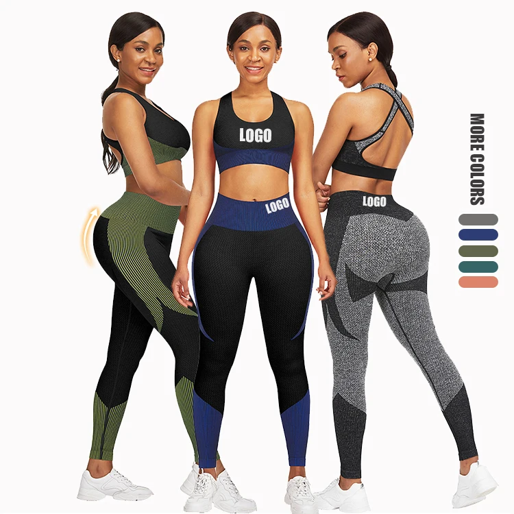 

Custom Logo High Waist Hip Enhancer Workout Clothing Active Wear Women Fitness Set, Shown