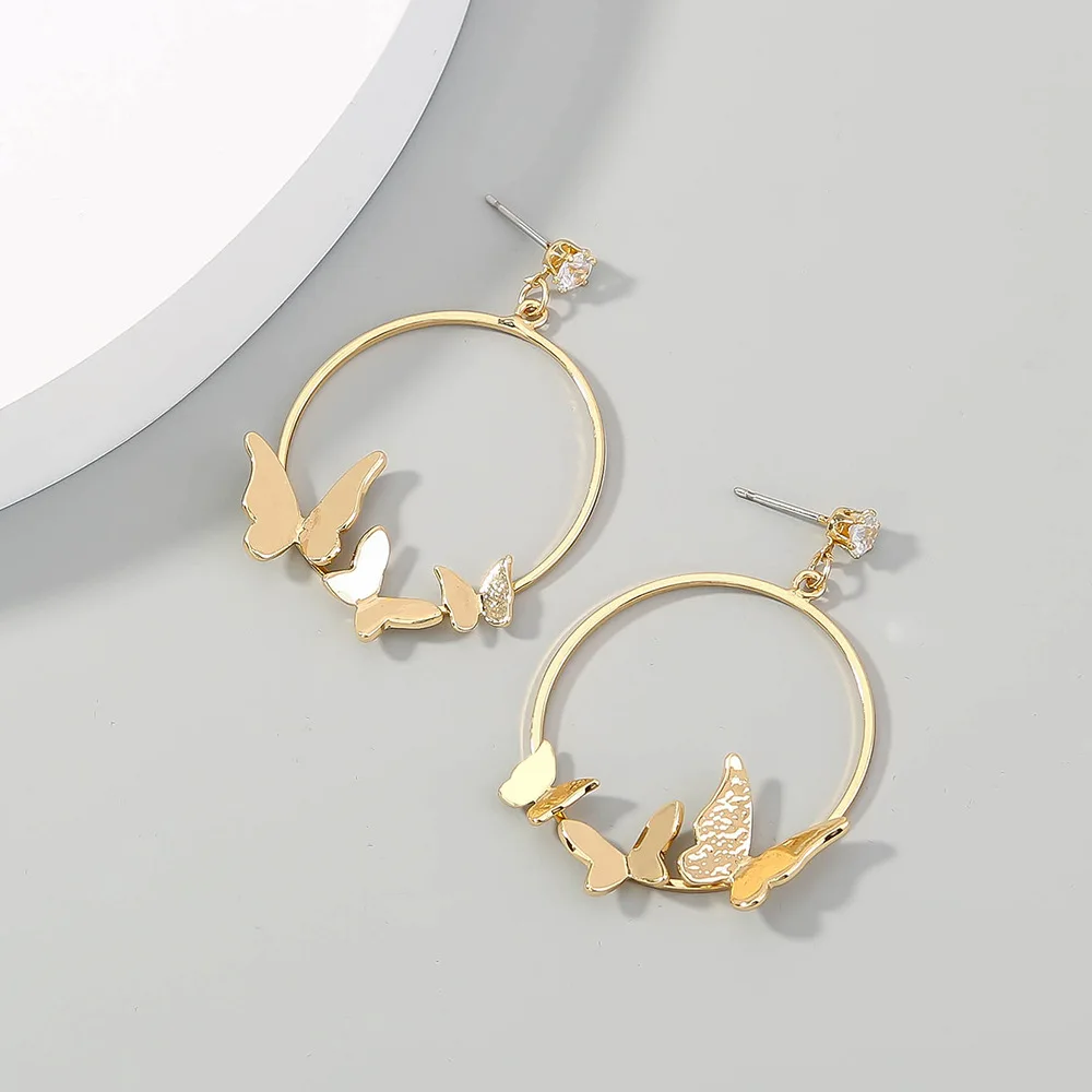 

Metal butterfly pendant earrings sell well in Europe and America, Luxury