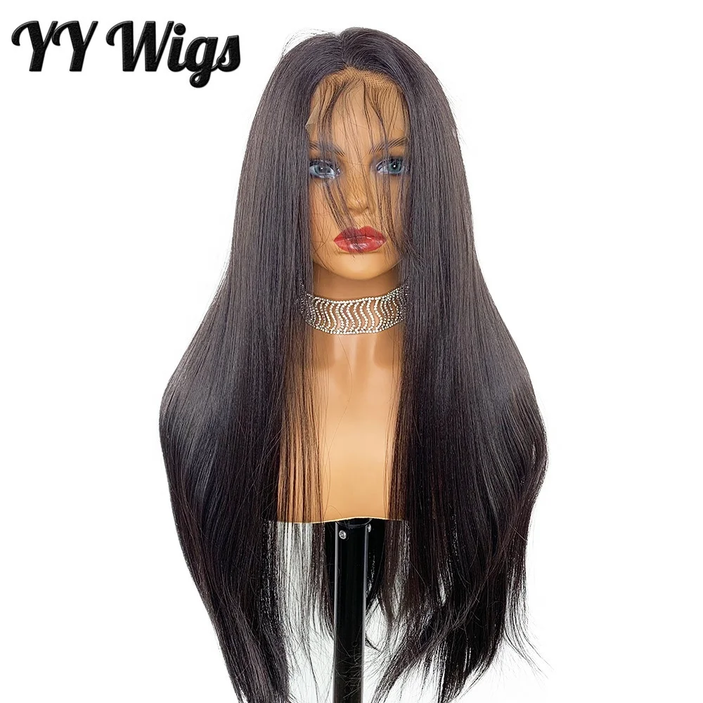 

Wholesale Price Selling Long Straight 13x4 Dark Brown Lace Front Futura Synthetic Hair Wigs