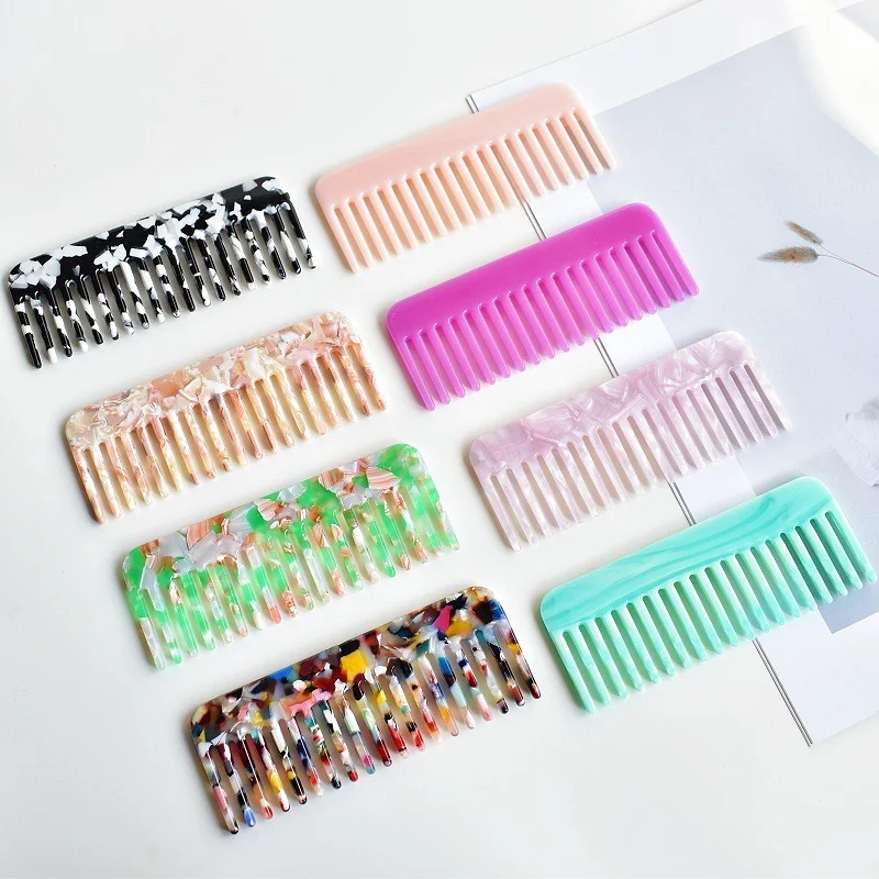 SAIYII New Arrival Colors Custom Logo Cellulose Acetate Hair Comb Wide Tooth Luxury 4mm Pink Comb For Women