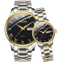 

Hot Sale Stainless Steel or leather Strap Lovers Quartz OLEVS Waterproof Watch Couple