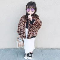 

Kids Girl Fashion Fleece Winter Jacket Stylish Children Girl Leopard Single Breasted Outdoor Wear Warm Top Clothes