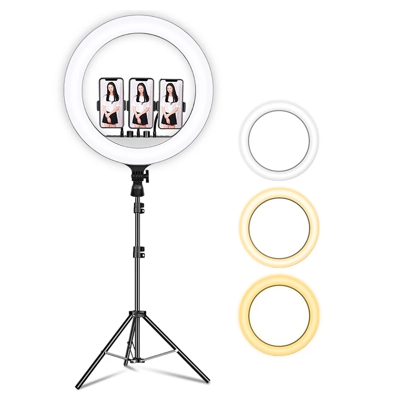 

Wholesale Phone ideo Broadcast Makeup 3 Brightness Levels 2.1M Height Selfie Slp R480 18 Inch Ringh Light with Stand