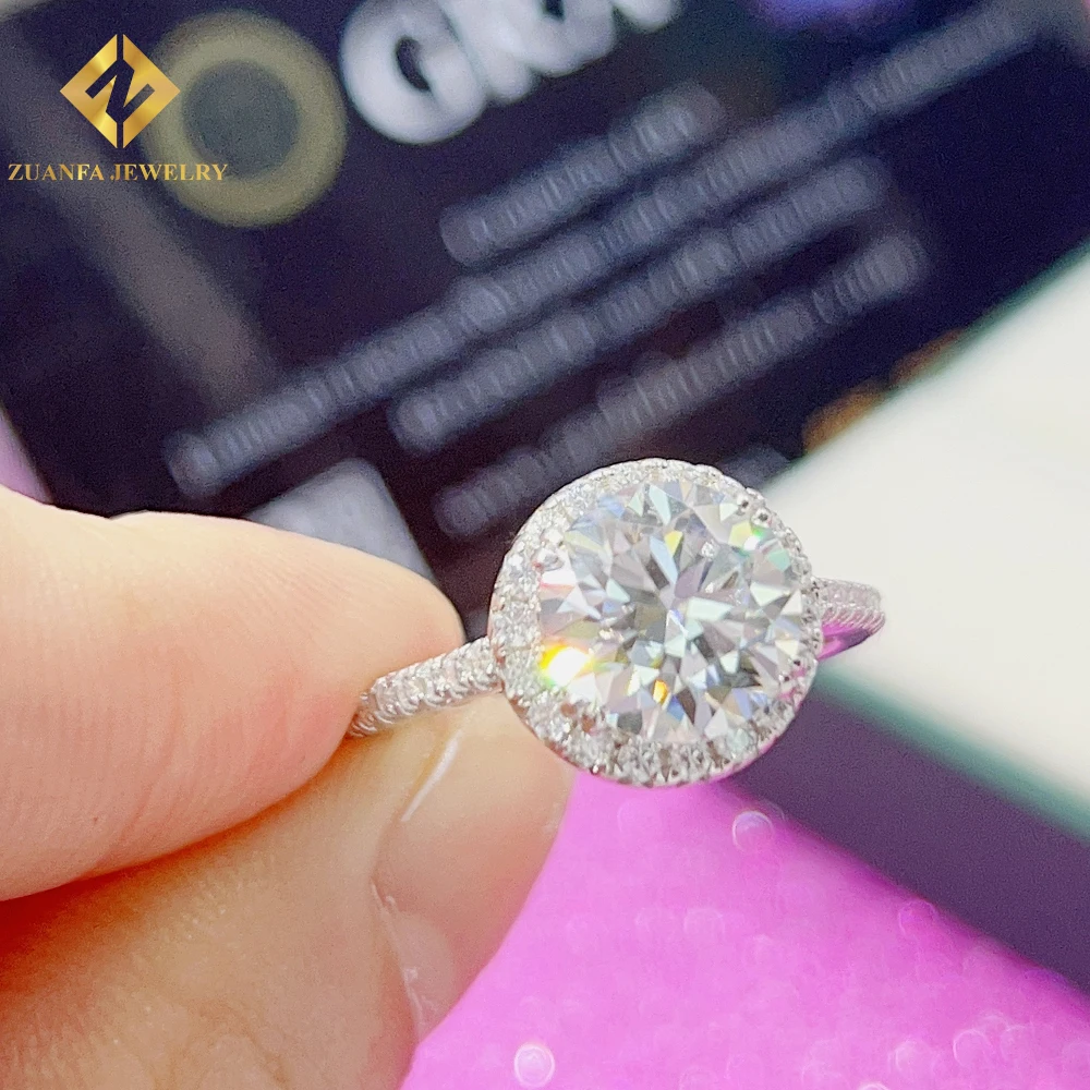 

Ready to ship wholesale Fine Jewelry Rings silver VVS moissanite diamond ring for engagement