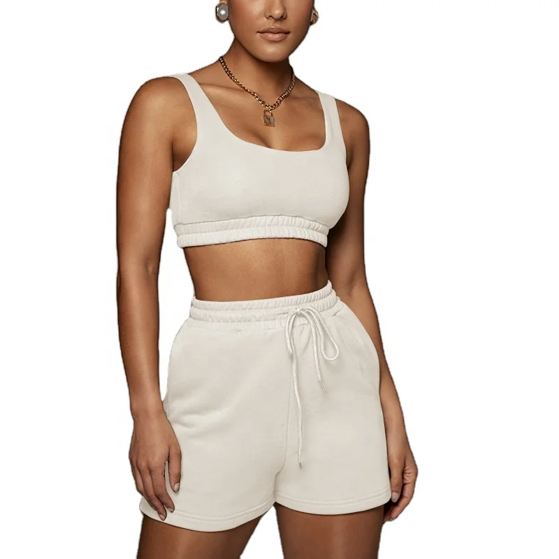 

Wholesale 2021 summer lounge wear set women casual sweat tank top & Shorts 2pc sets