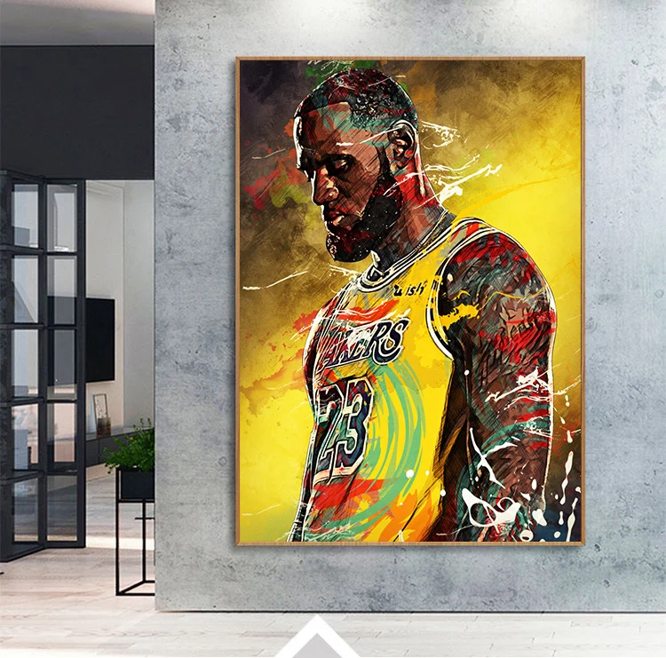 

Famous Basketball Players 23 Portraits Of Athletes Pop Art Poster and Print Canvas Painting Wall Art for Living Room Home Decor