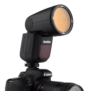 Godox V1-F Flash for Fuji with Godox AK-R1 and PERGEAR Color Filters Kit, 76Ws 2.4G TTL Round Head Flash Speedlight