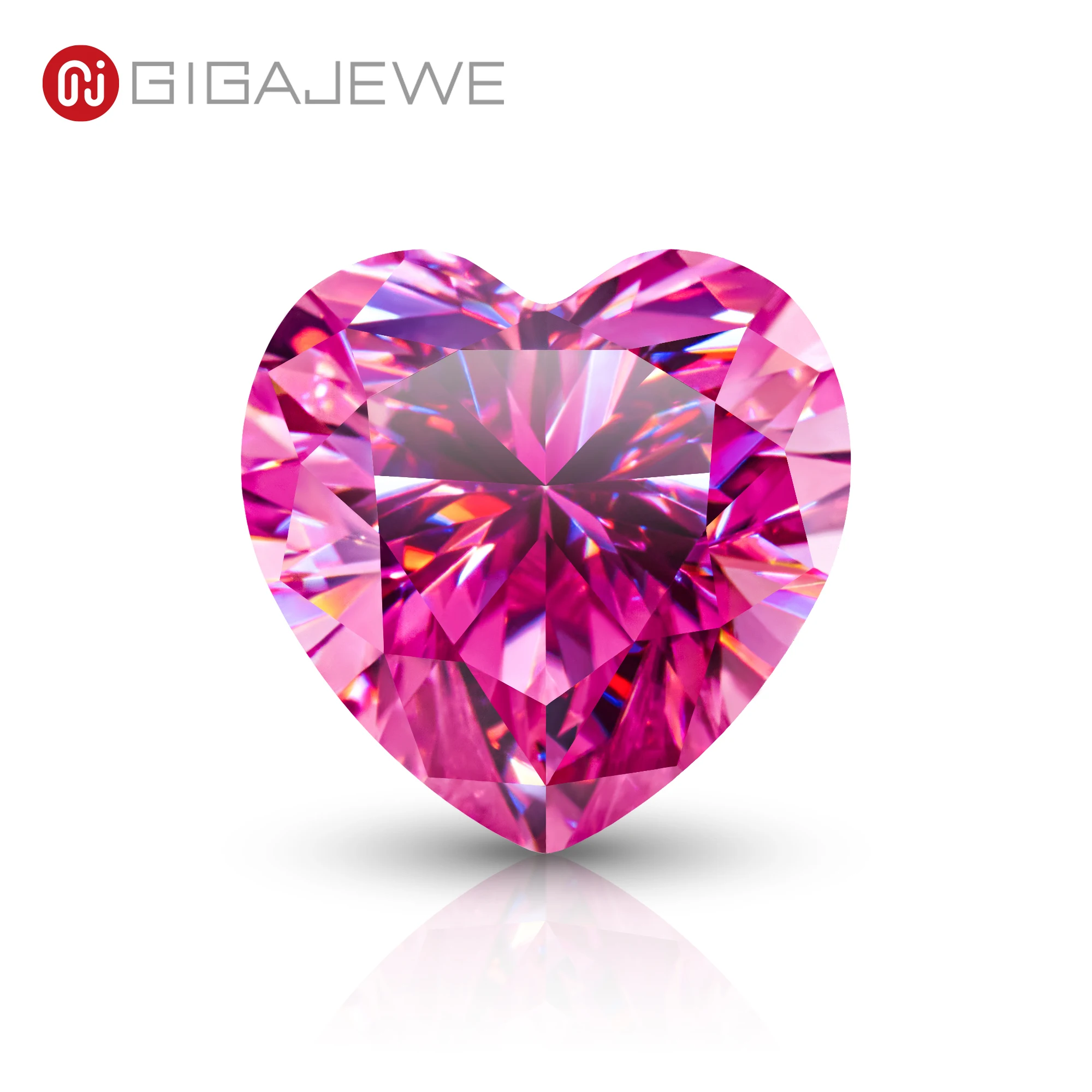 

GIGAJEWE Pink color Heart Cut moissanite synthetic gemstone manual cut