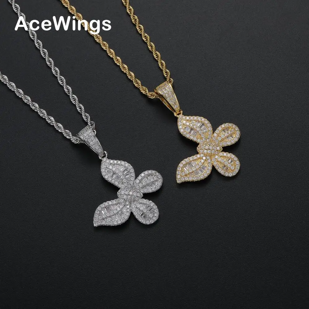 CN391  Hip Hop Butterfly Pendant Micro pave with CZ stones Necklace women Gift Jewelry