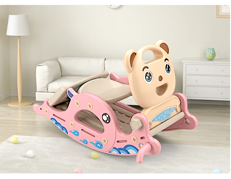 
High Quality Multifunctional Baby Plastic Indoor Slide Toy Ride on Animal Children Rocking Horse for Kids 