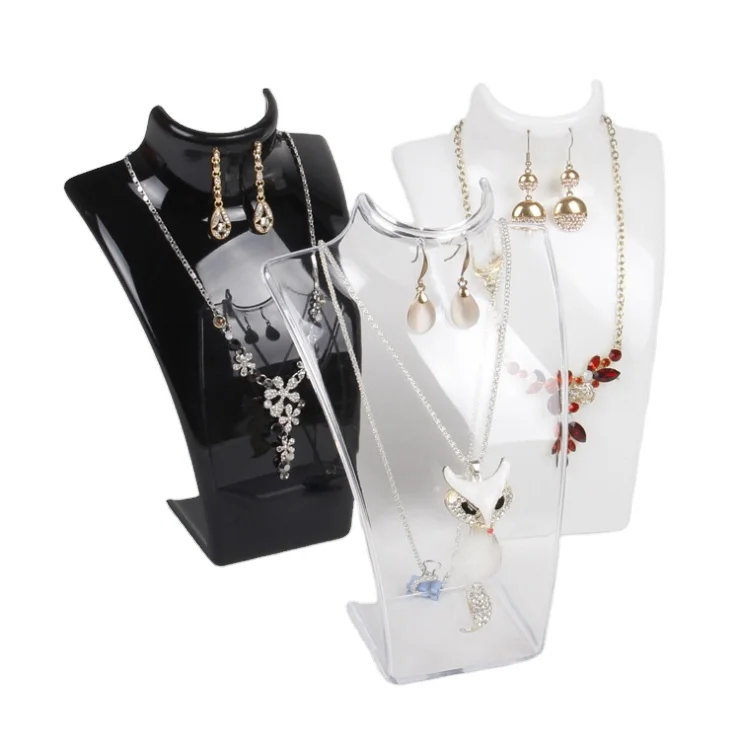 Popular Multiple Color Plastic Jewelry Display Neck  Bust Mannequin Stand For Necklace Earrings