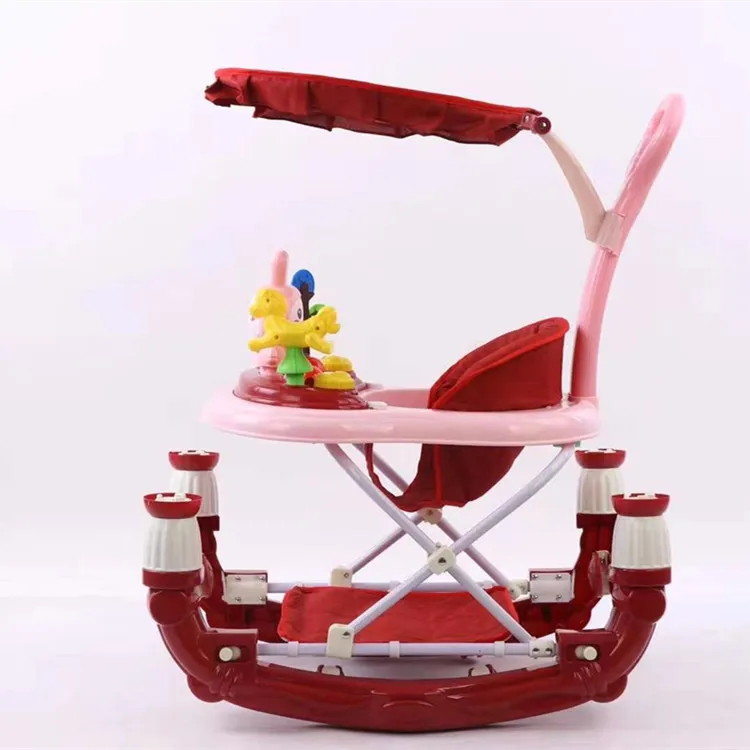 

2021 Factory price New Model OEM plastic 4 in 1 Infant early education Walkers toys Baby Walker with canopy, Blue, green, red