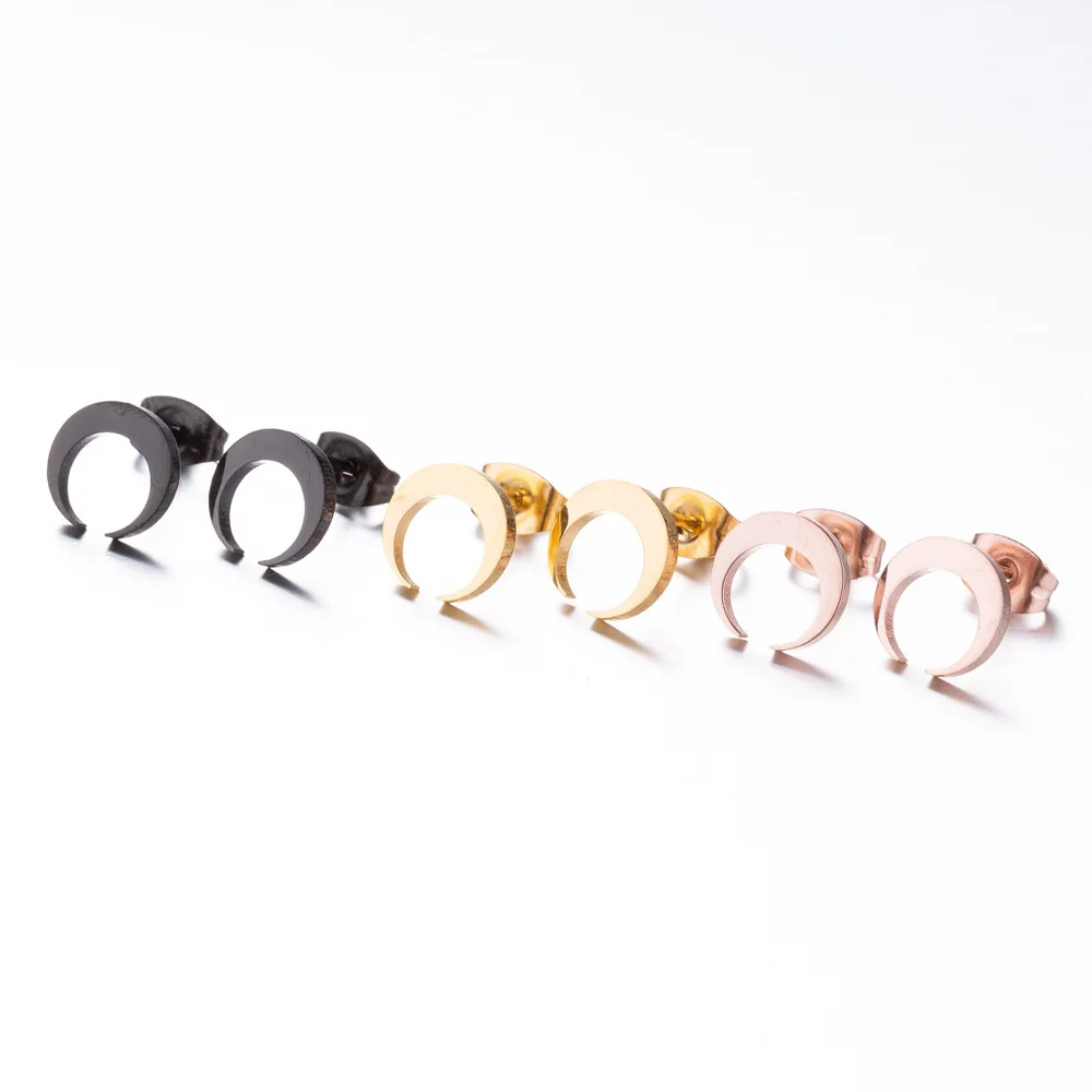 

Ladies Simple Holiday Gift Moon Studs Earring Moon Stainless Steel Cheap Studs Earring