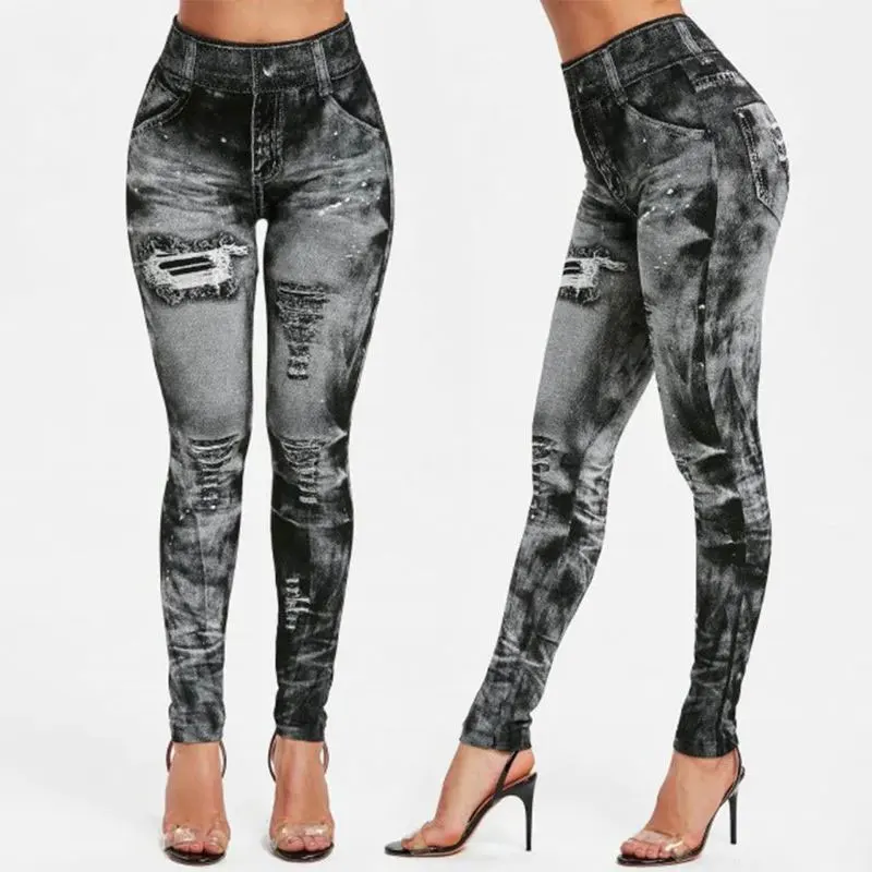 

Women Distressed Denim Jeans Leggings Casual High Waist Slim Elastic Pencil Pants, Camouflage